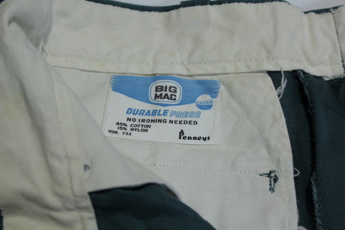 Penneys Big Mac Durable Press Vintage 70's Green Chino Rolled Cuff Pants