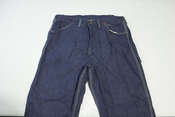 Montgomery Ward Vintage 70's Dark Wash Capenter Loop Triple Stitched Construction Jeans