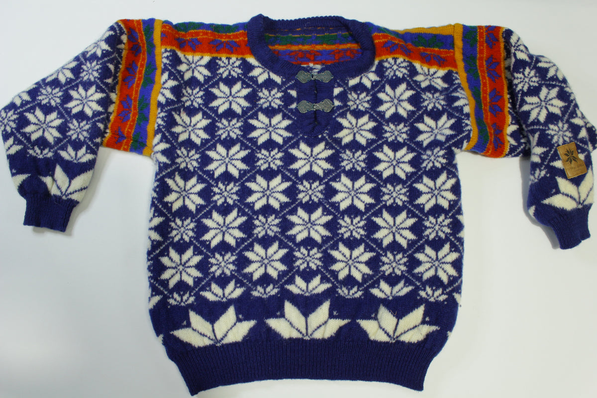 Dale Of Norway 1997 Vintage Trondheim Fair Isle Wool Metal Clasp Sweater