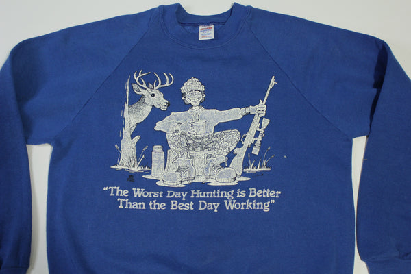 Worst Day of Hunting Vintage Deer & Guns 80's Crewneck Funny Sweatshirt