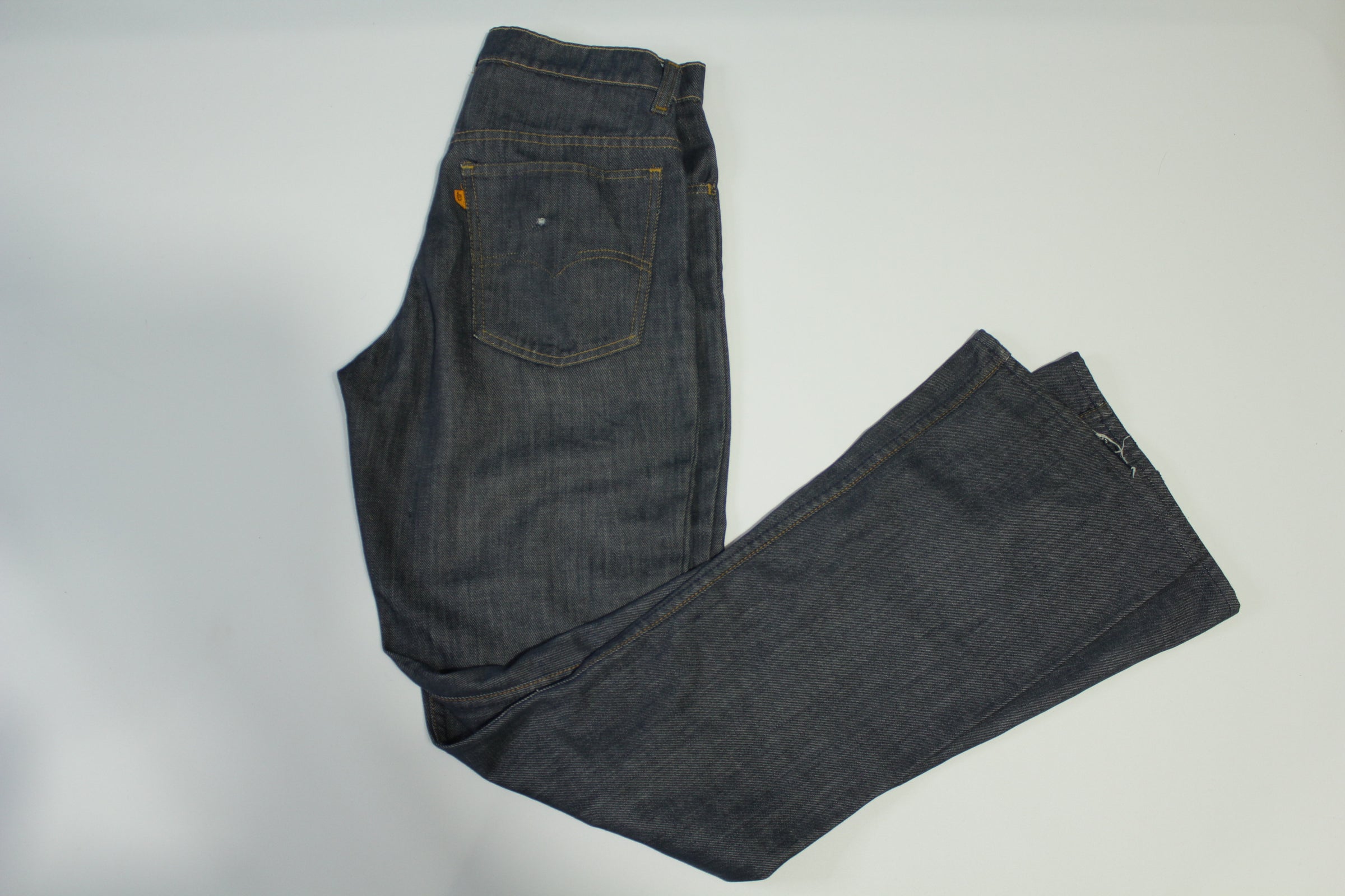 vintage 1970s jeans LEVIS Big E bell bottoms dark denim Talon 42 zip/ –  Retro Trend Vintage