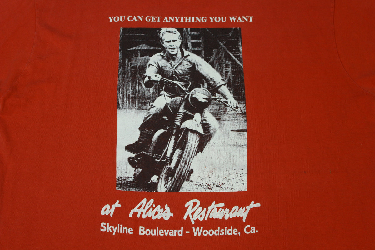 Steve McQueen Harley Vintage 80's Arlo Guthrie Alice's Restaurant Rebel T-Shirt