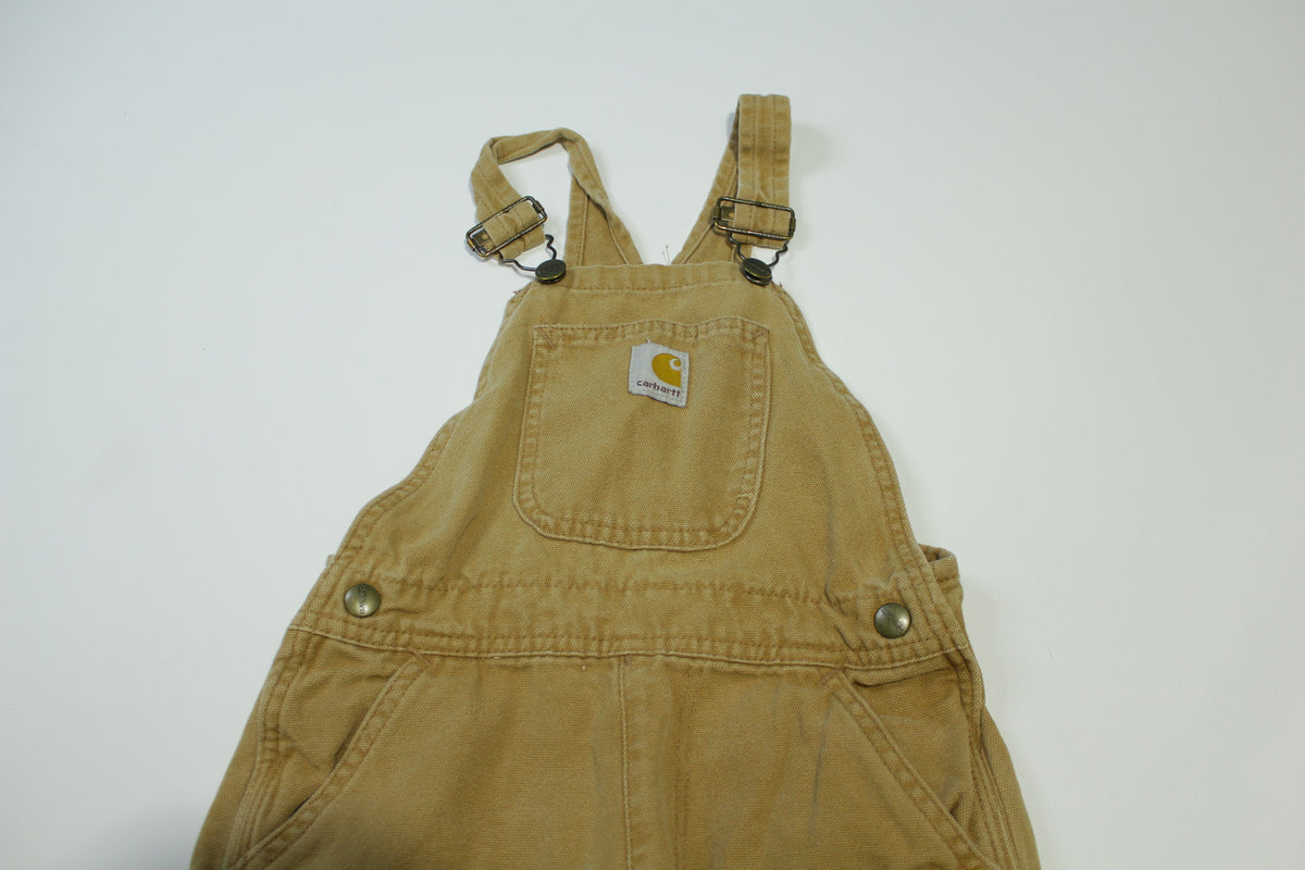 Carhartt YTR01 Double Knee Kids Youth 4T BRN Construction Overalls