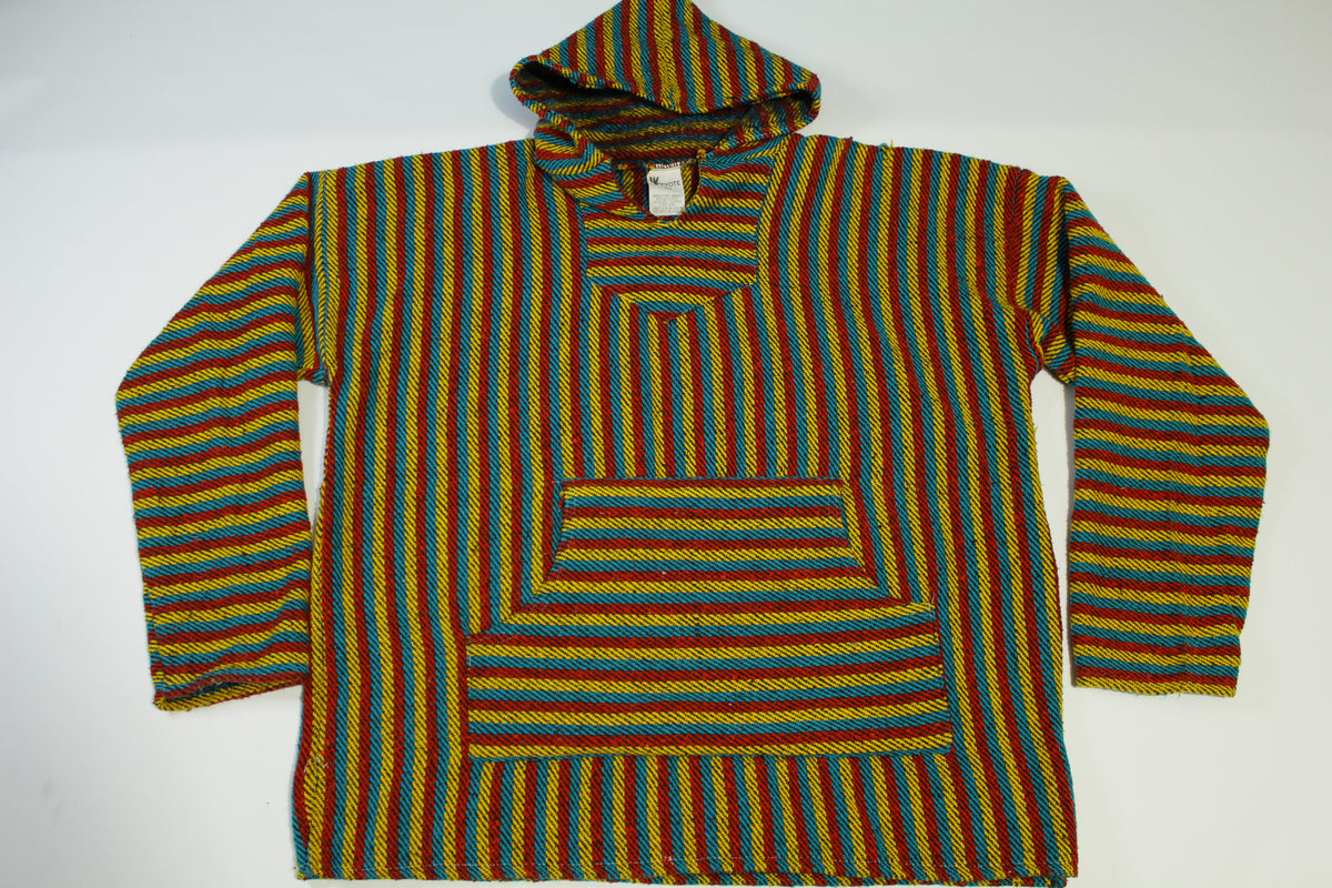 Peyote Mexico Drug Rug Poncho Hoodie Baja Sweater Vintage Pullover