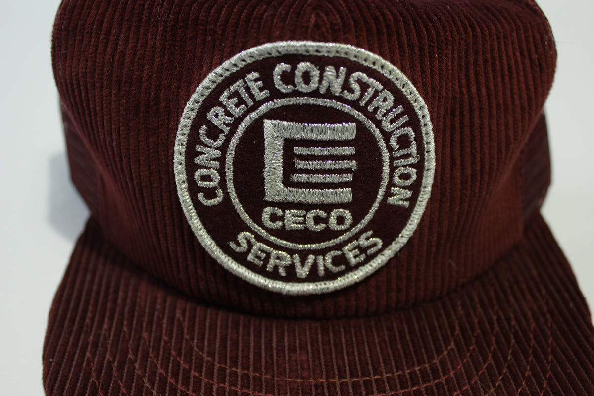 Concrete Construction Services CECO Corduroy Vintage 80's ActionGroup USA Snapback Hat