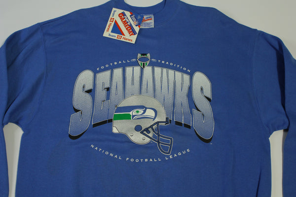Seattle Seahawks National Vintage Gameday Hanes 90's Crewneck Football Sweatshirt