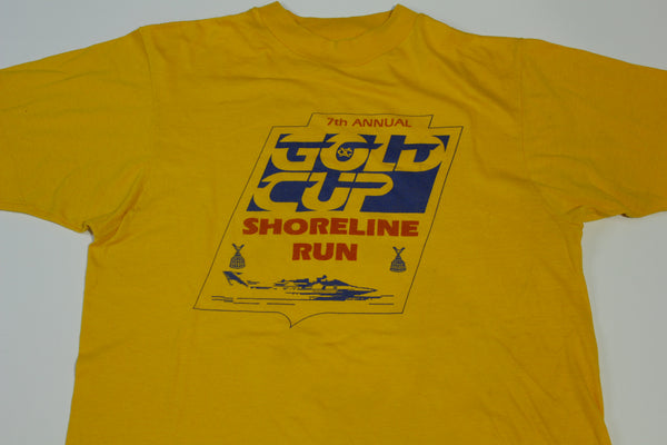 Gold Cup 7th Annual Shoreline Run Vintage 80's Hyrdo Plane Racing Event T-Shirt