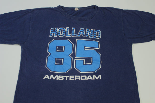 Holland Amsterdam 85 Amsterdam Vintage Banded Collar 80's Tourist T-Shirt