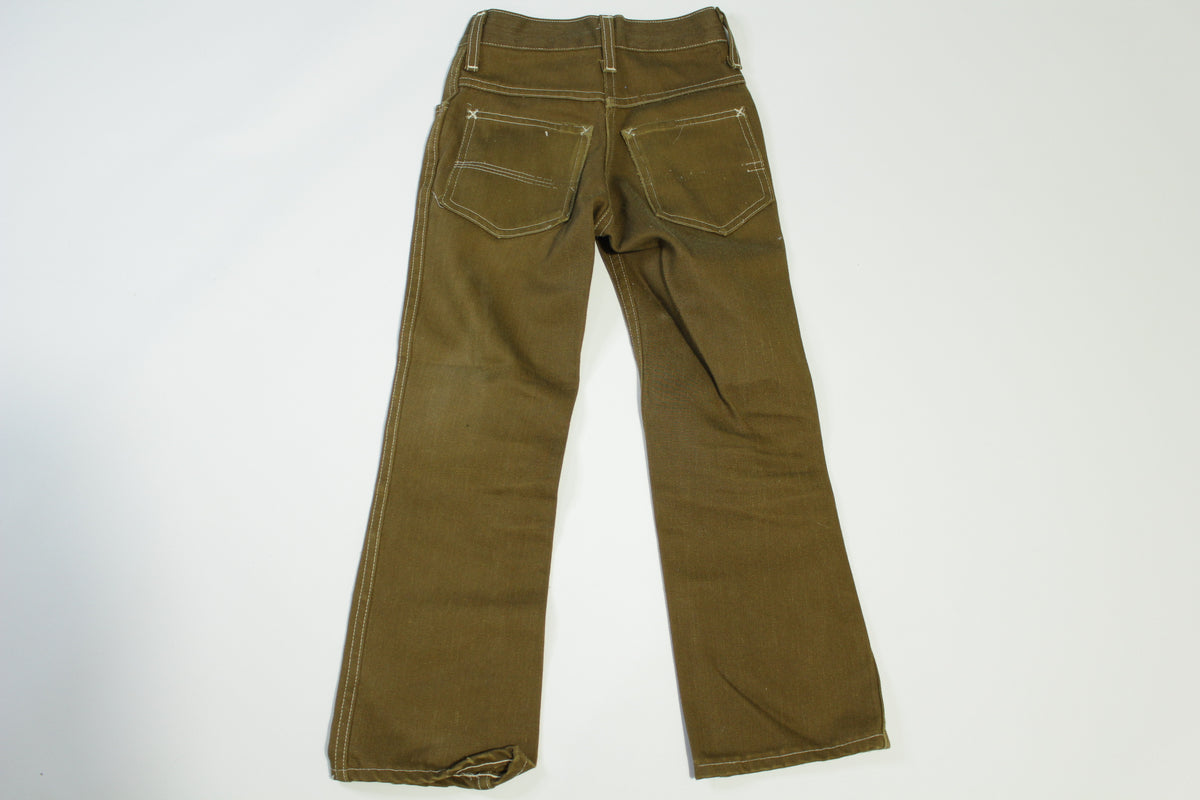 JCPenney MW Kids Vintage Brown w/ White Stitching 70's Flare Jeans