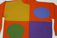 New Wave Vintage 80's Color Block Big Circle Geometry Sweater