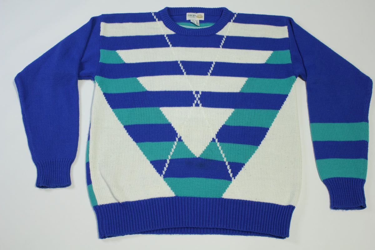 Izod Club Vintage Bright Stripes Colorful Happy 90's Golf Sweater