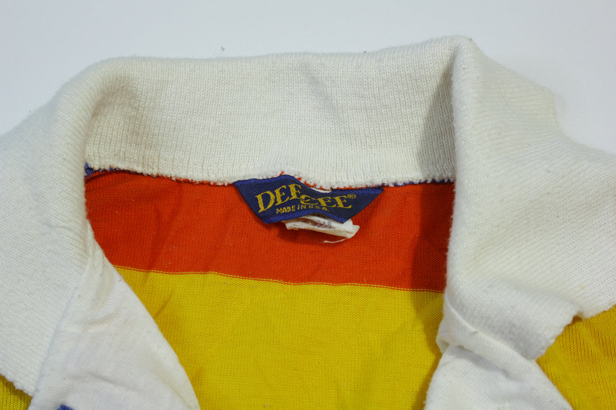 DeeCee Made in USA Striped Vintage 70's Preppy Short Sleeve Polo Shirt