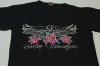 Harley Davidson Holoubek Made in USA Vintage 90's Eagle Roses Van Nuys California T-Shirt