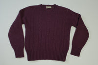 Shetland Wool Vintage 70's Cabled Knit Sweater