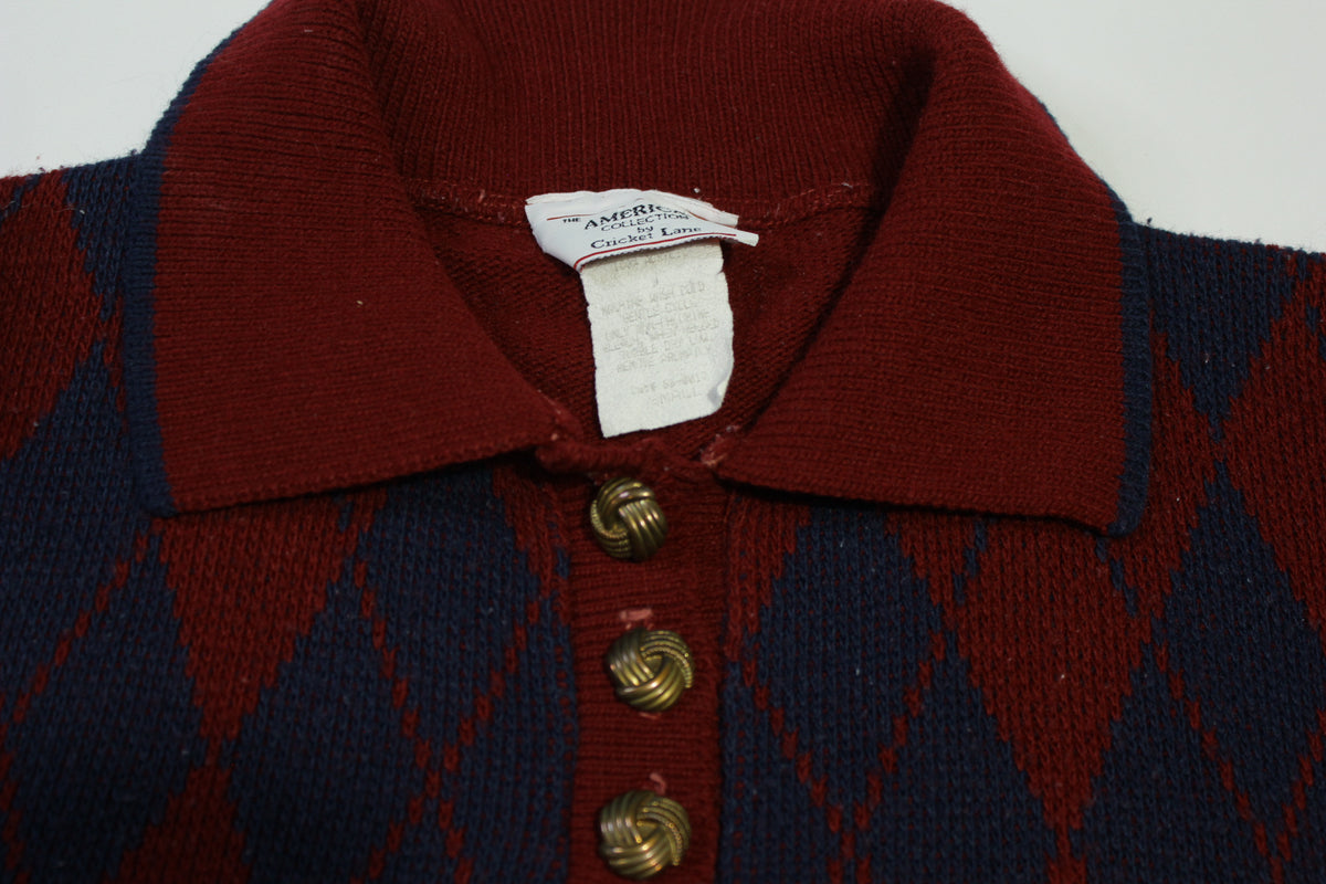 Cricket Lane Vintage 80's Made in USA Women's Argyle Sweater