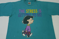 Lucy Peanuts The Stress Is Getting to Me Vintage 90's Big Character Comic T-Shirt