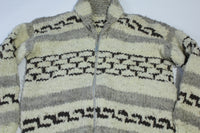 Hand Knit Cowl Heavyweight Lightning Zipper Cowichan Curling Sweater Vintage 60s