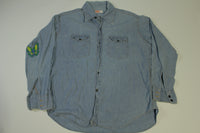 Levis Embroidered Patch Butterfly Vintage 70's Hippie Chambray Button Up Work Shirt