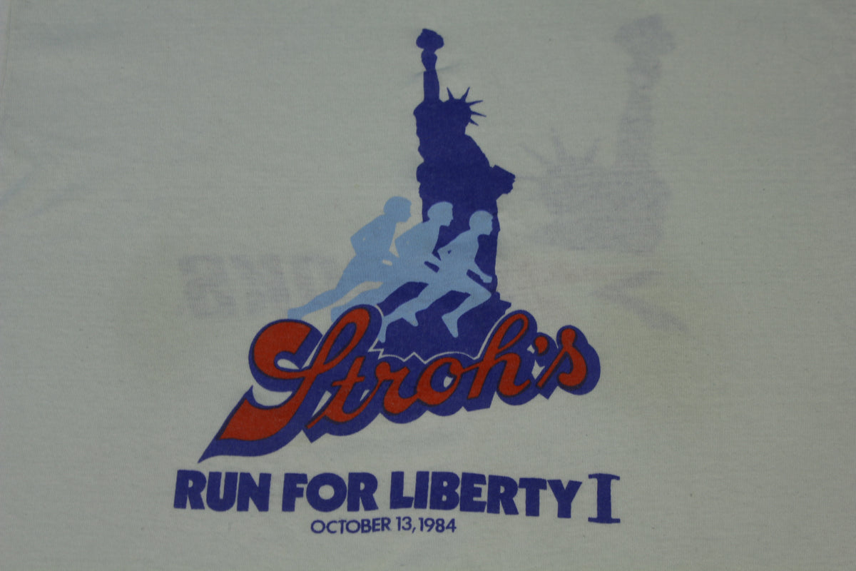 Run For Liberty I NYC Stroh's Beer Brooks Shoes Vintage 80's Marathon Single Stitch T-Shirt