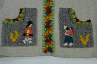 Folklor Inca Milma Vintage 80's Cardigan Ecuador Grey Wool Tejidos Sweater