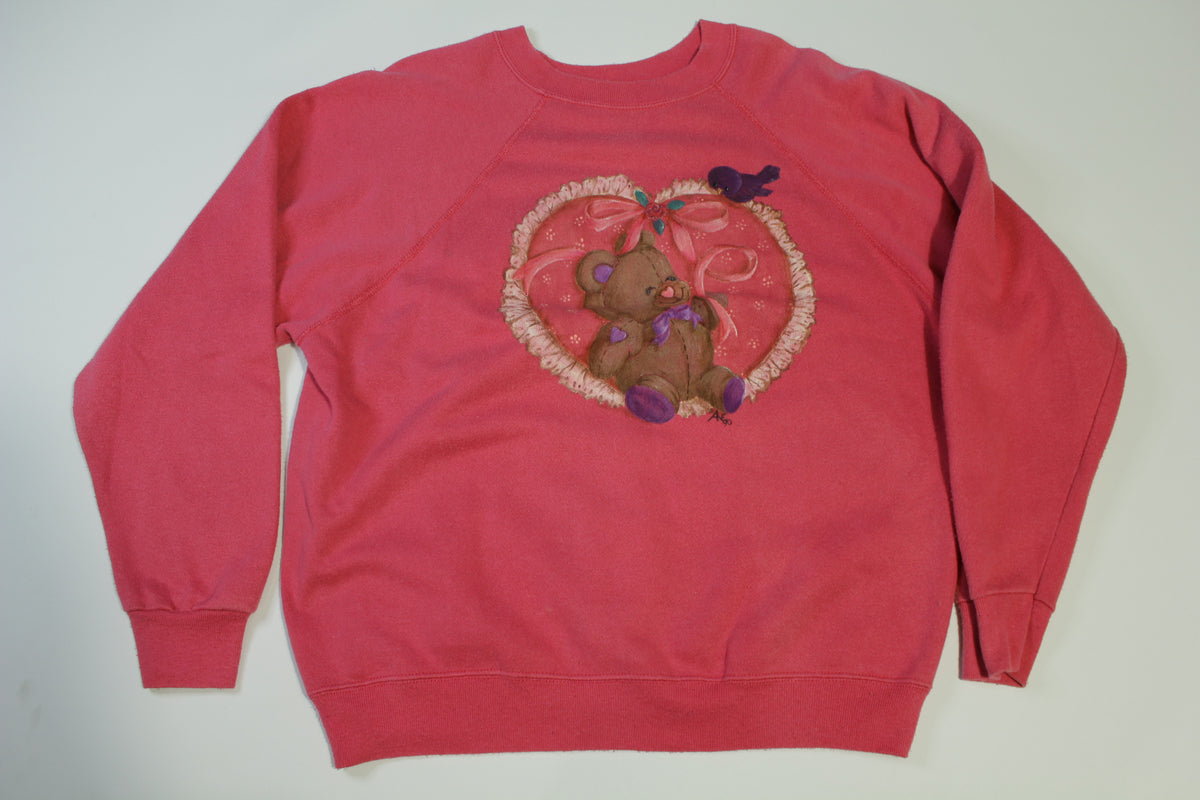 Maximum Sweats Teddy Bear Heart Vintage 90's Print Sweatshirt