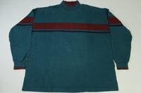 LL Bean Vintage 90's Made in USA Striped Color Block Mock Neck Long Sleeve Shirt