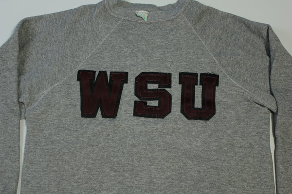 WSU Washington State Cougars Vintage 80's Heathered Sewn Patch Crewneck Sweatshirt