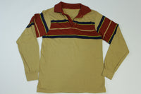 Striped Brown Vintage 80's Long Sleeve Polo Golf Shirt