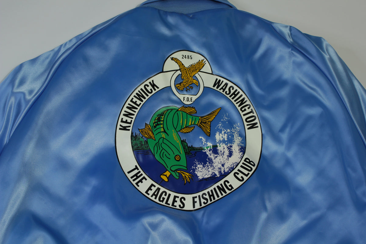 Eagles Fishing Club Vintage 80's Kennewick WA FOE 2485 Satin Coaches Quilt Lined Jacket