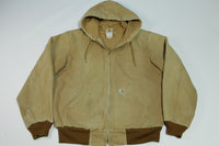 Carhartt J131 BRN Thermal Lined Canvas Made in USA Hooded Work Jacket