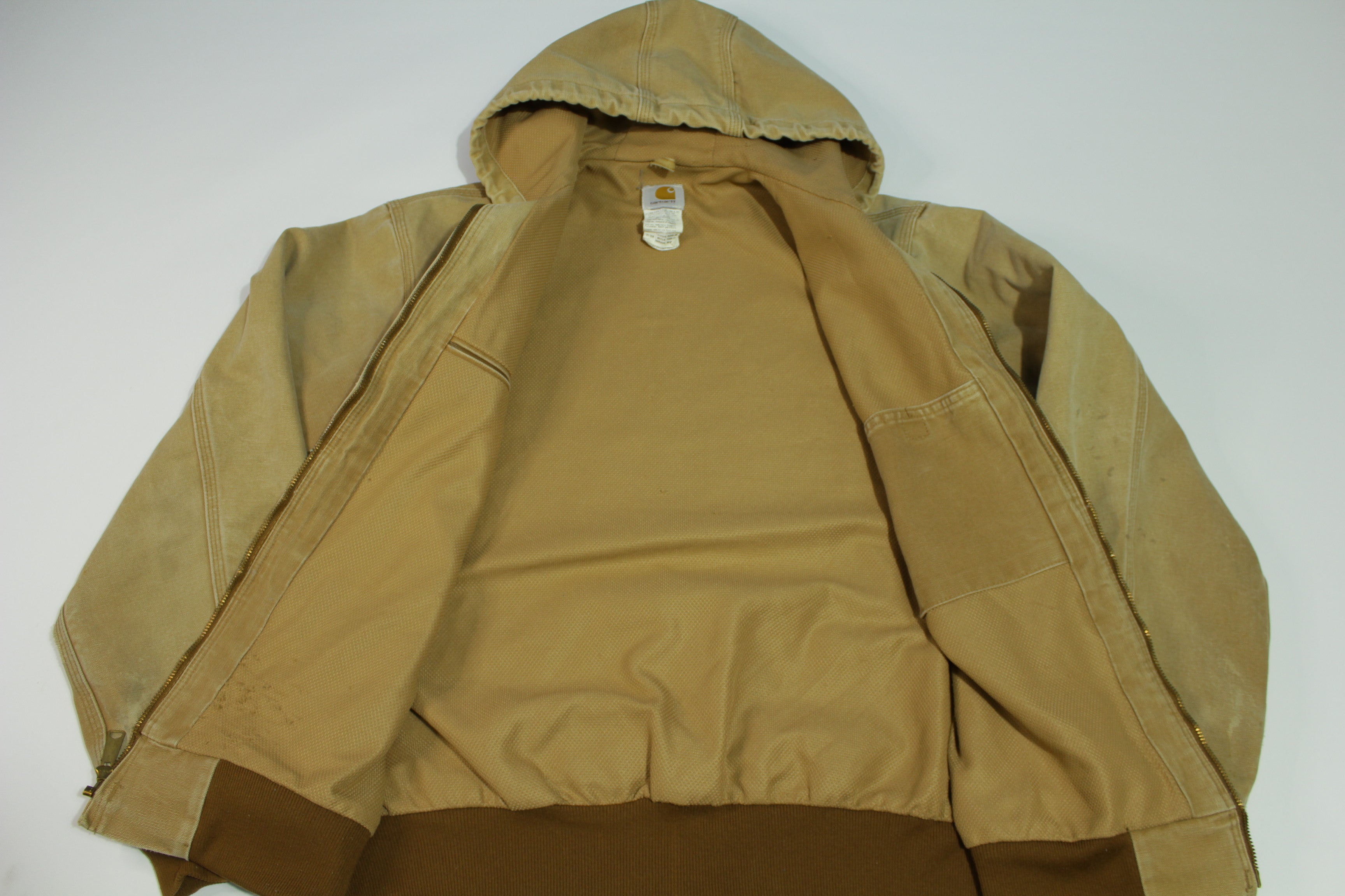 Carhartt J131 BRN Thermal Lined Canvas Made in USA Hooded Work