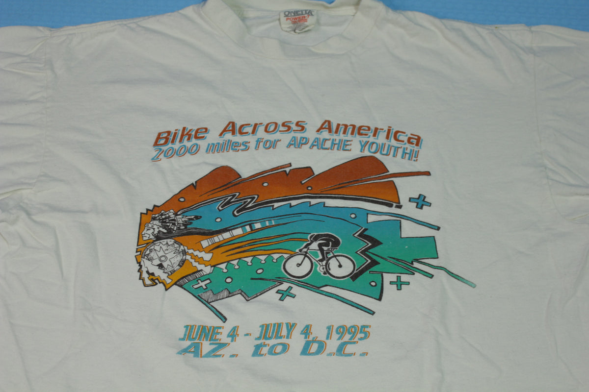 Bike Across America 1995 2000 MIle Made in USA 90's Bicycle Marathon AZ to DC T-Shirt