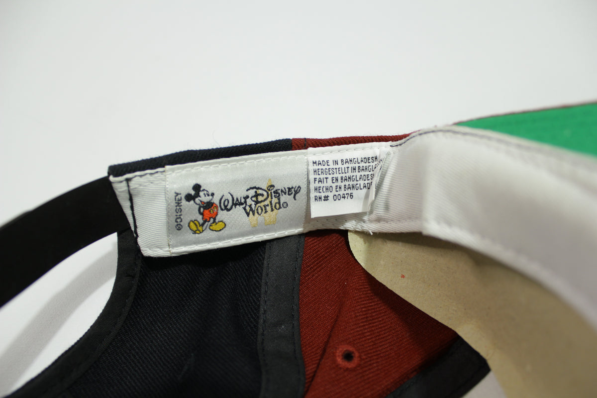 Mickey Color Block Two Tone Cross Stitch Vintage 90's Walt Disney World Hat NWT