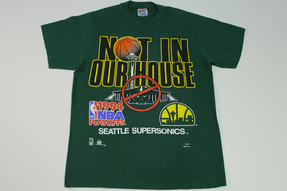Not In Our House Seattle SuperSonics 1994 Playoffs Vintage 90's Single Stitch NBA T-Shirt