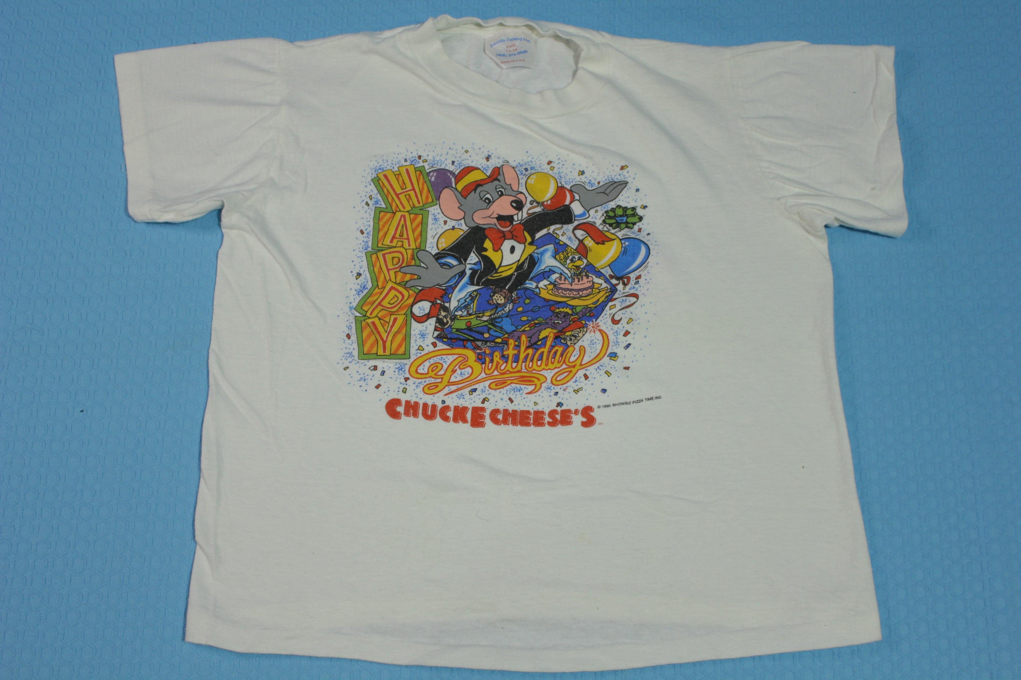 Happy Birthday Chuck E Cheese's Vintage 90's 1996 Showbiz Pizza