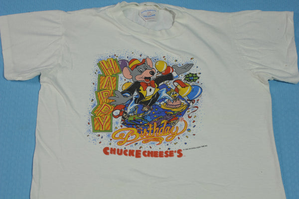 Happy Birthday Chuck E Cheese's Vintage 90's 1996 Showbiz Pizza Time Inc Kids Party T-Shirt