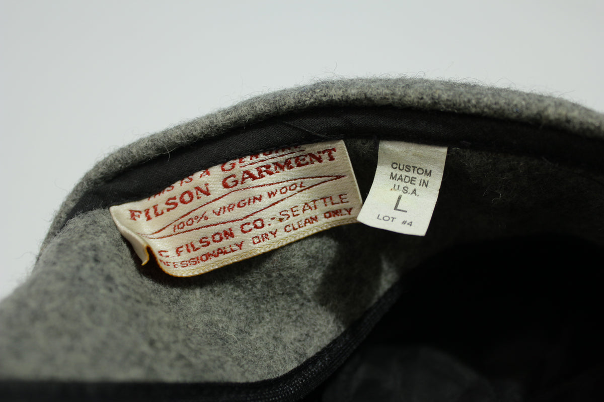 Filson Garment Wool Mackinaw Made in USA Vintage 80's Winter Hunting Flapper Hat Ear Flaps