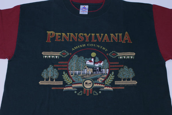 Pennsylvania Amish Country Vintage 90's Horse Buggy Julie Pfleger Wild West Tourist T-Shirt