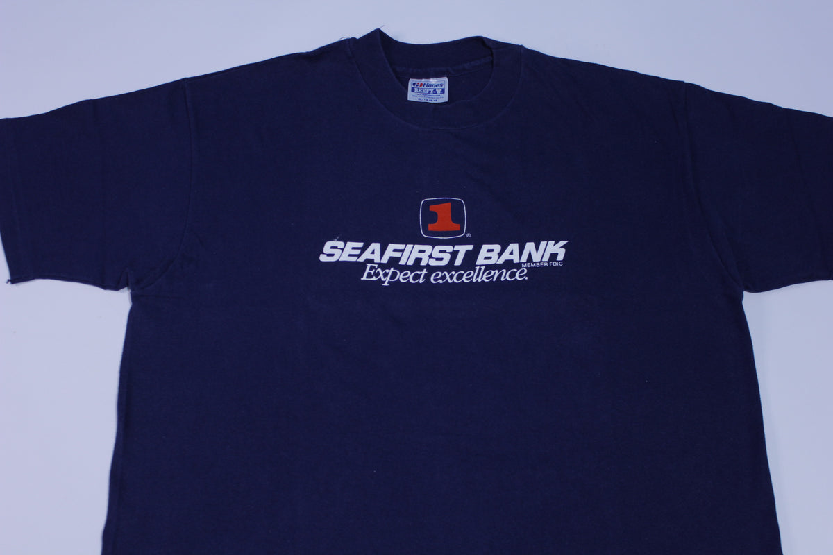 Seafirst Bank Expect Excellence Vintage Seattle 80's Single Stitch T-Shirt