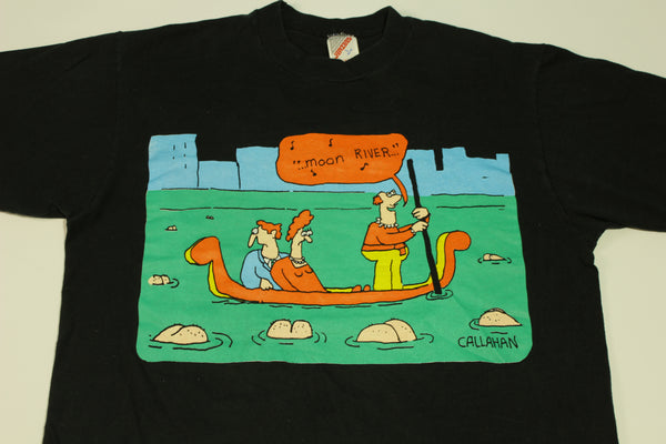 Moon River Vintage 90's Comic Cartoonist John Callahan Funny Art Single Stitch T-Shirt
