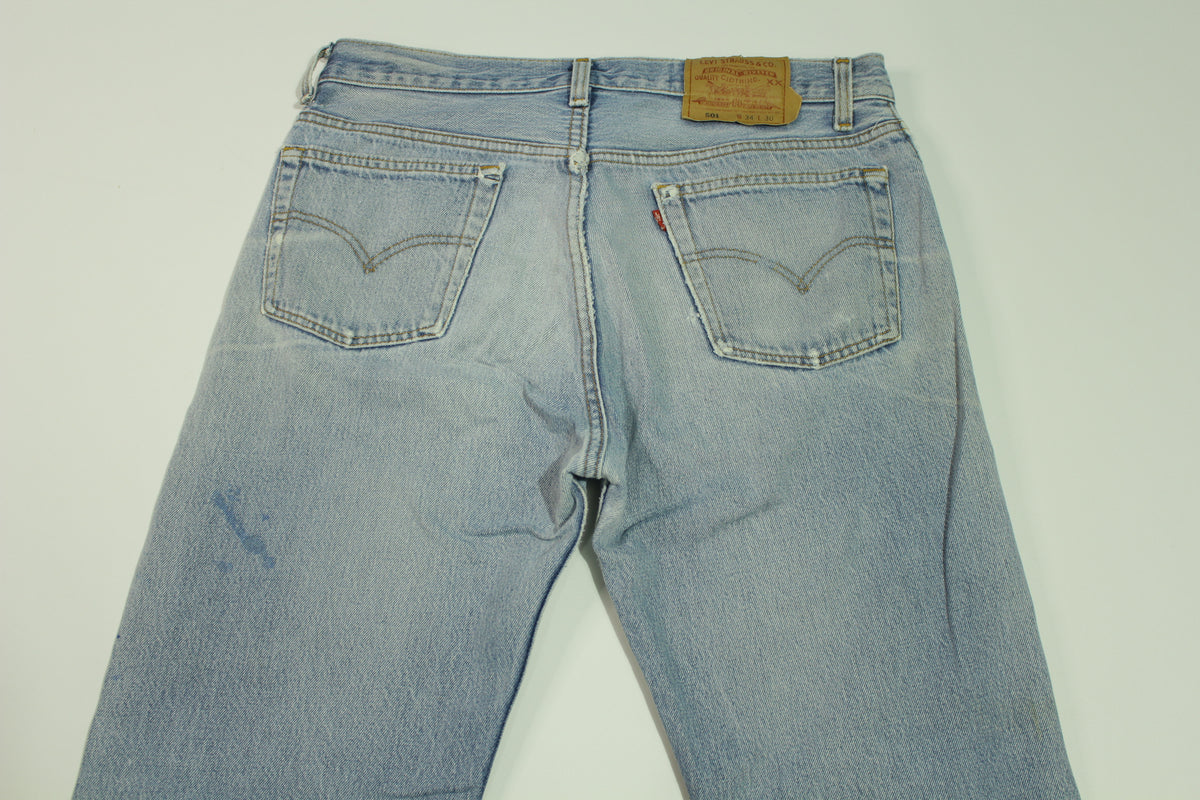 Levis 501 Button Fly Vintage 90's Denim Grunge Punk Red Tab Blue Jeans