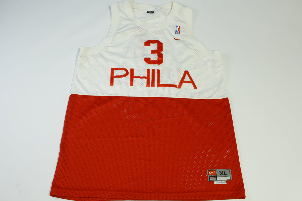 Allen Iverson Vintage Y2K Nike Team #3 White Red Mesh Sewn Stitched NBA Jersey