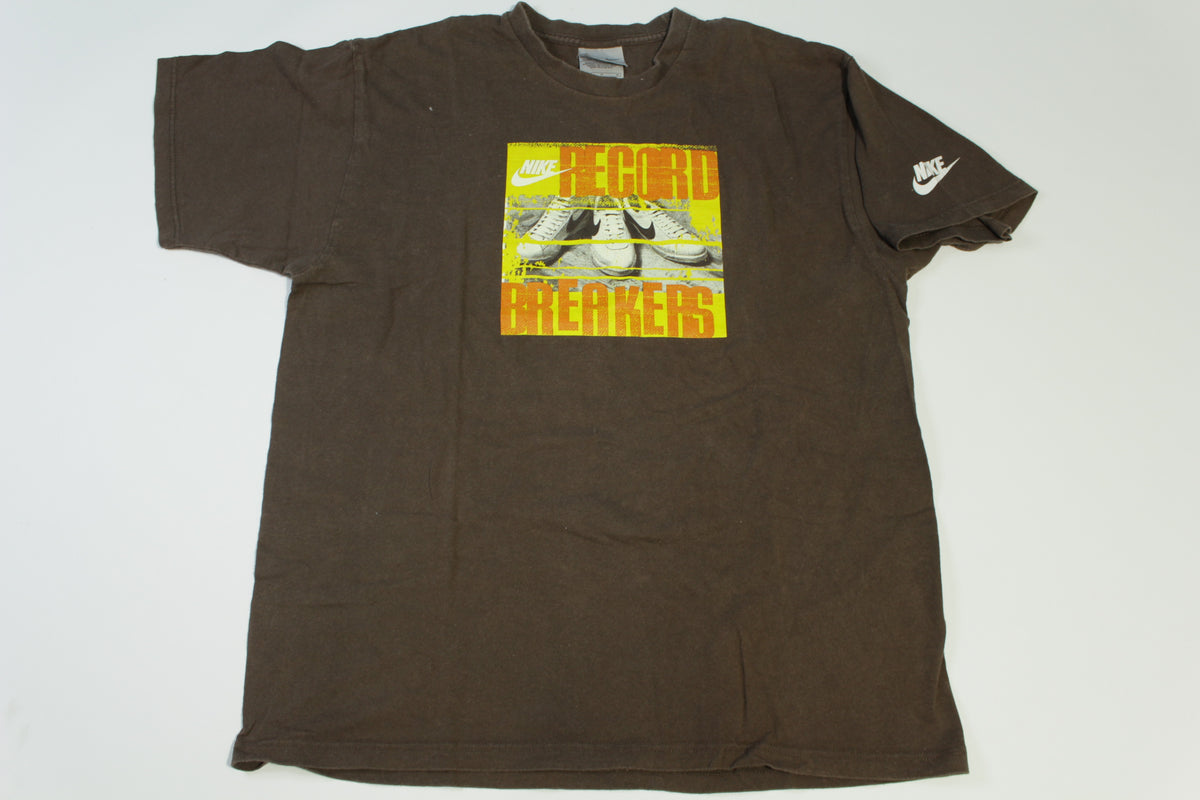 Nike Record Breakers Shoes Vintage Y2K Silver Tag Sleeve Hit T-Shirt