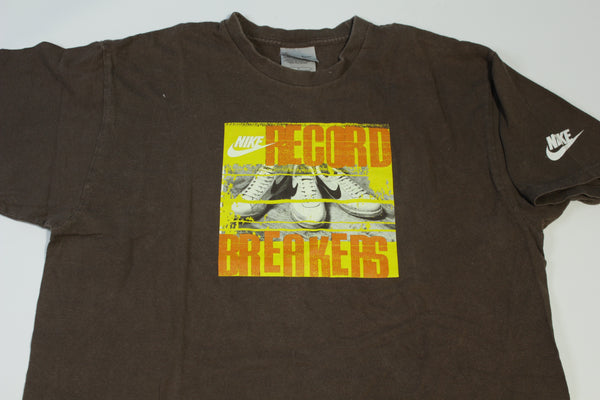 Nike Record Breakers Shoes Vintage Y2K Silver Tag Sleeve Hit T-Shirt