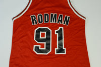 Dennis Rodman Vintage 90s Champion 1997 Red Chicago Bulls #91 Size 44 Jersey