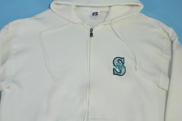 Seattle Mariners Vintage Y2K Russell Cocaine White Hoodie Sweatshirt