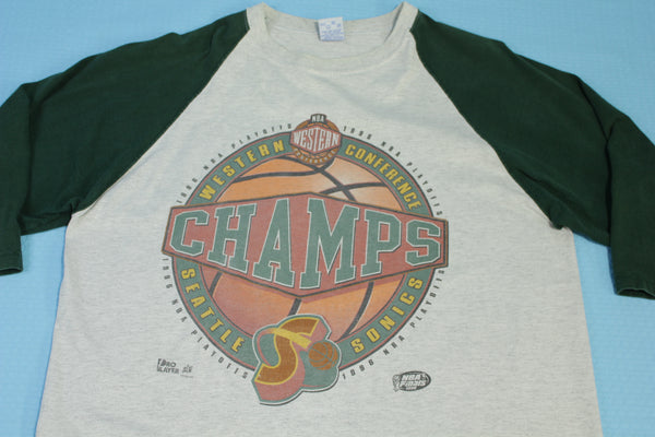 Seattle Sonics 1996 Western Conference Champs Vintage 90's NBA Finals 3/4 Sleeve T-Shirt