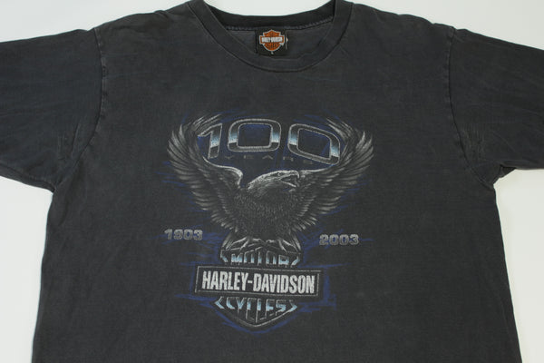 Harley Davidson Motorcycles Albany OR 100 Year Chrome Eagle Made in USA Vintage Y2K T-Shirt