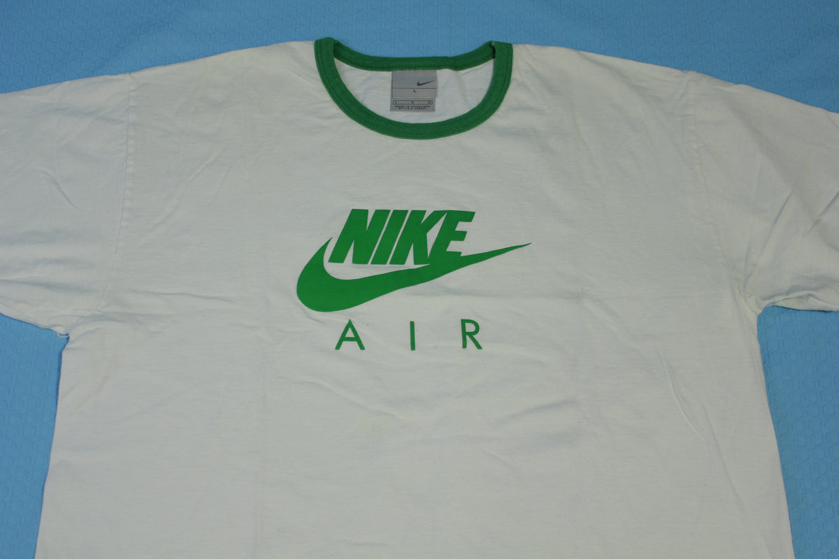 NIke Air Ringer Green Vintage Y2K Silver Tag Big Swoosh Logo T-Shirt