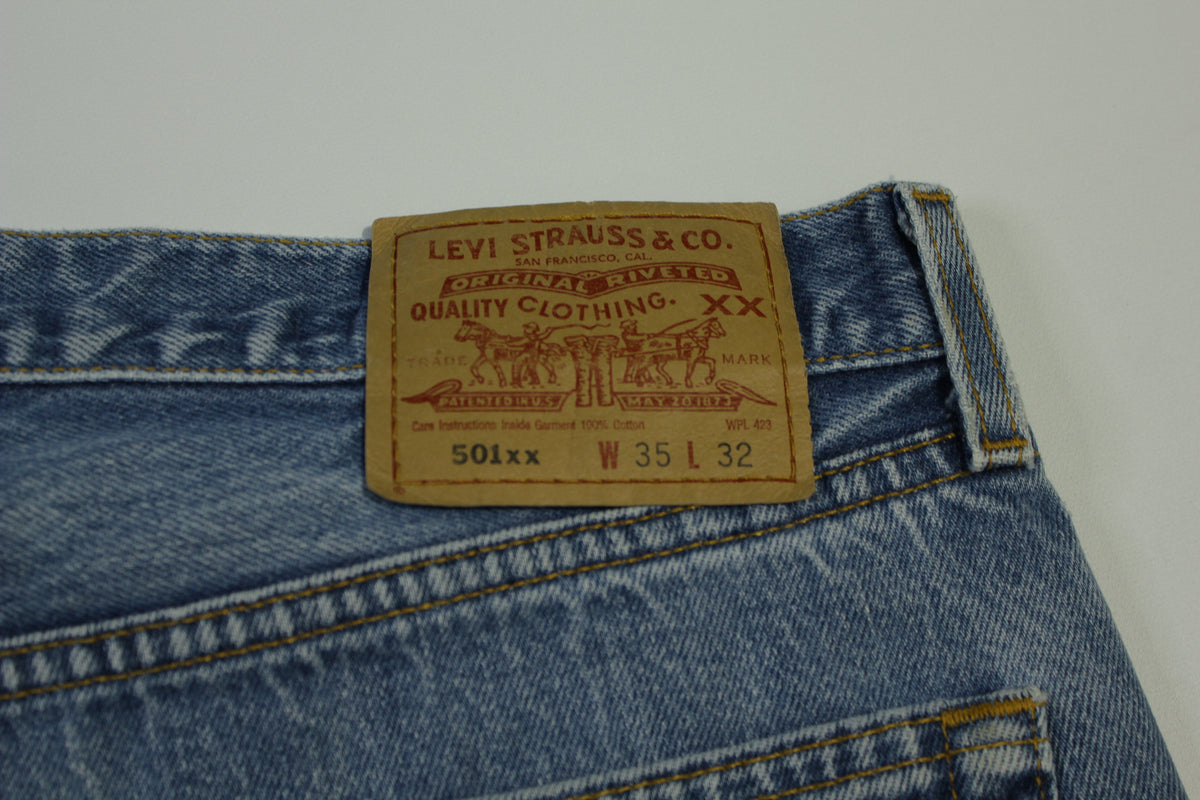 Levis 501xx Button Fly Vintage 90's Denim Grunge Punk Red Tab Blue Jeans 1097